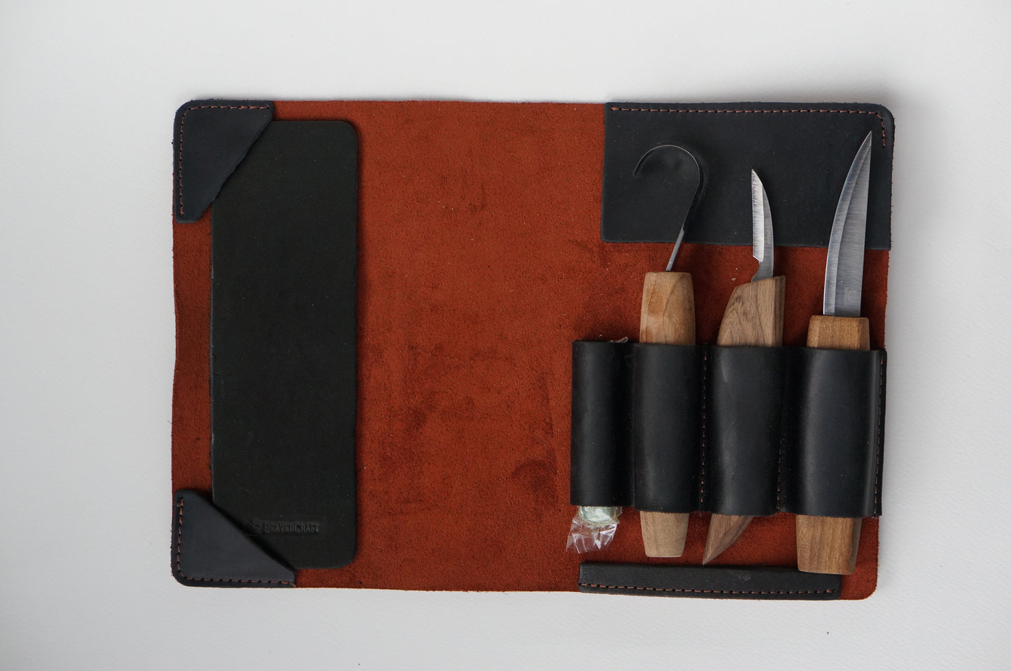 Deluxe 3-piece carving set with leather knife bag
