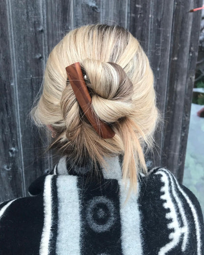 Thermo wood hair barrette