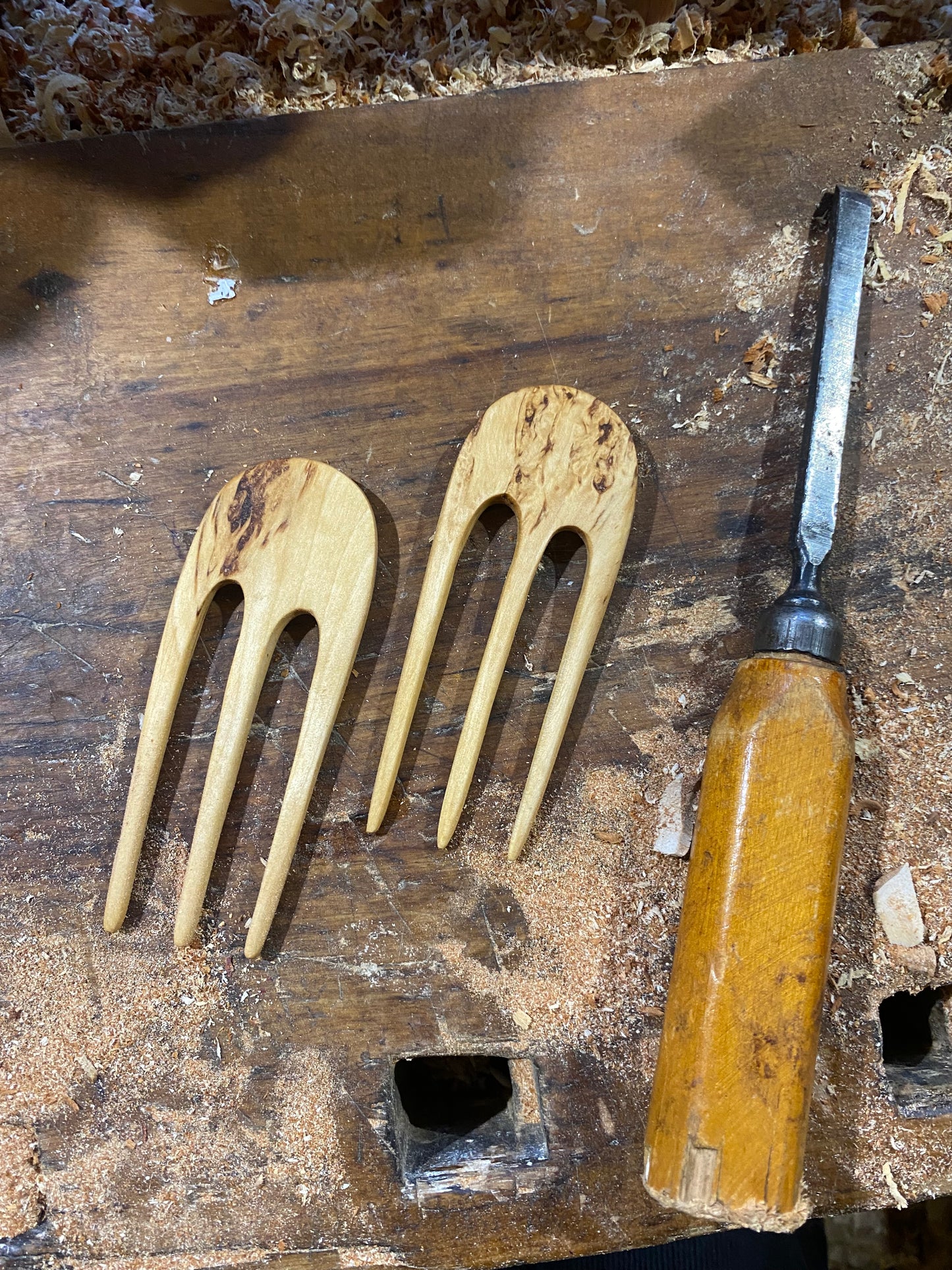 Luxorious hairfork set CURLY BIRCH